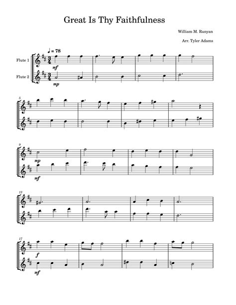 Great Is Thy Faithfulness Flute Duet Arr Tyler Adams By William M