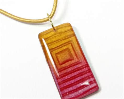 Polymer Clay Sunset Mica Shift Pendant Necklace Etsy