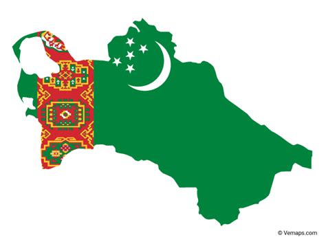 Flag Map of Turkmenistan | Free Vector Maps | Flag, Turkmenistan flag, Map vector