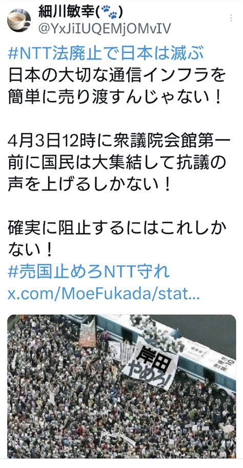 ”ntt法が廃止されて外資に売られるのはほぼ確実ですね。そうするとインフラが外資のものになり” クローバーのブログ＊猫と不思議と日々雑感