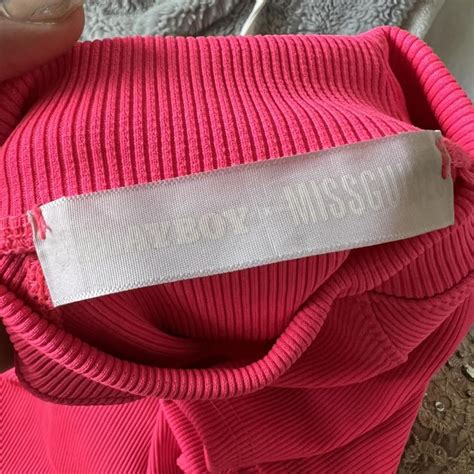 Playboy Missguided Neon Pink Ribbed Crop Top Depop