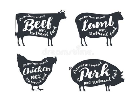 Set of Farm Animals with Sample Text. Silhouettes Hand Drawn Animals ...