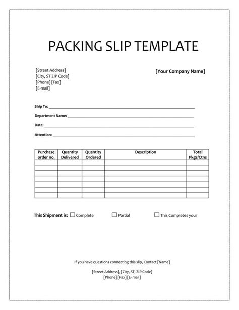 25 Free Shipping And Packing Slip Templates For Word And Excel With