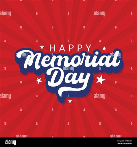 Happy Memorial Day Vector Template With Lettering Illustration On Red Background Greeting