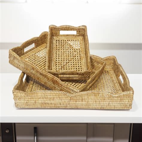 Rattan Island Rattan Morning Tray With Glass Insert Large Direct From