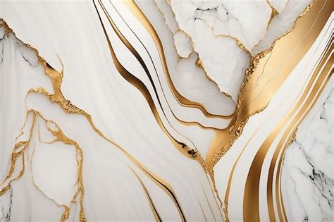 Premium Photo | Marble wallpaper that is white and gold.