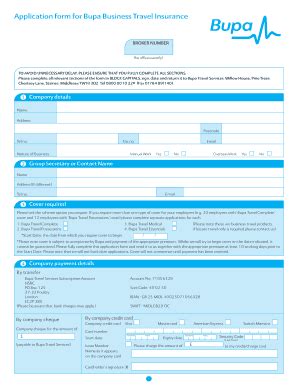 Bupa Travel Insurance Fill And Sign Printable Template Online