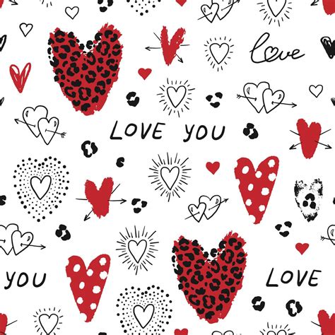 Valentines Day Hearts Vector Seamless Pattern 37467774 Vector Art At