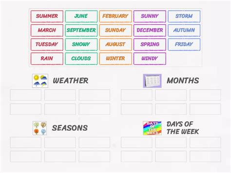 Weather Months And Seasons Ordenar Por Grupo