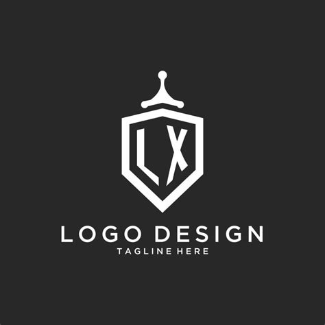 Lx Monogram Logo Initial With Shield Guard Shape Design Vector