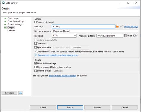 Dbeaver Oracle Engine DataTransfer Tab Output FileNamePattern Schema