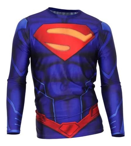 Playeras Gym Crossfit Superman Azul Marvel Fitness Licra Env O Gratis