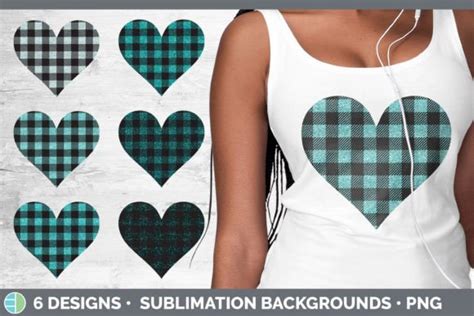 Teal Buffalo Plaid Hearts Clipart Graphic By Enliven Designs Creative