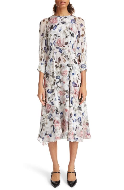 Erdem Floral Print Silk Voile Midi Dress Nordstrom Nordstrom