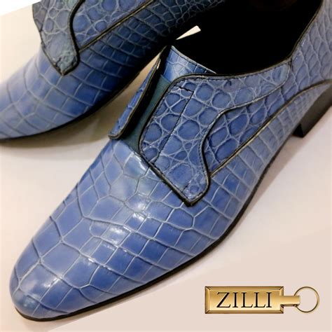 Zilli Blue Crocodile Leather Shoes | Crocodile leather shoes, Blue ...