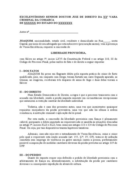 Modelo Liberdade Provisória Pdf