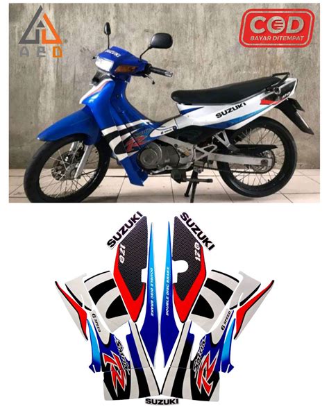 Striping Stiker Lis Les Motor Suzuki Satria R Lumba Biru Putih