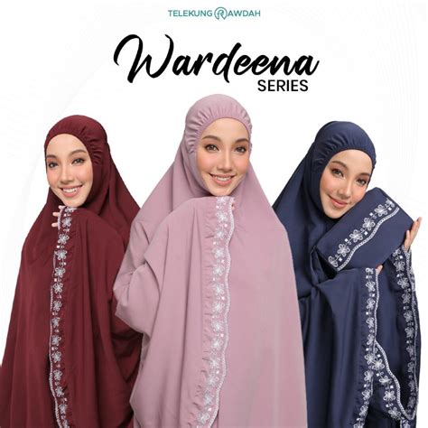 Wardeena Series Telekung Rawdah Beg Termasuk Sulam Cantik Cotton