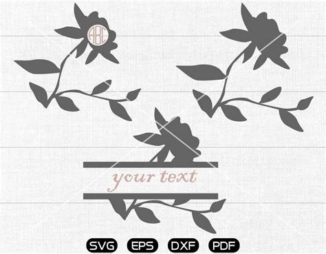 Flower Svg Files Flower Monogram Frame Svg Flower Clipart Etsy