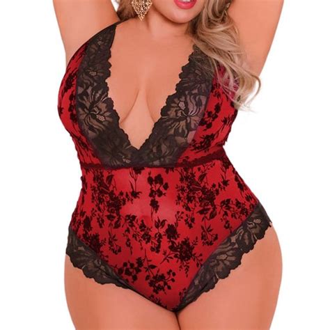 Unbranded Intimates And Sleepwear Red And Black Promise Lace Teddy