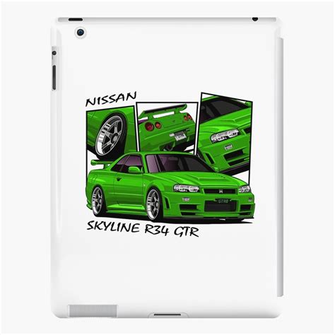 Green Nissan Skyline R34 GTR JDM Car IPad Case Skin For Sale By T