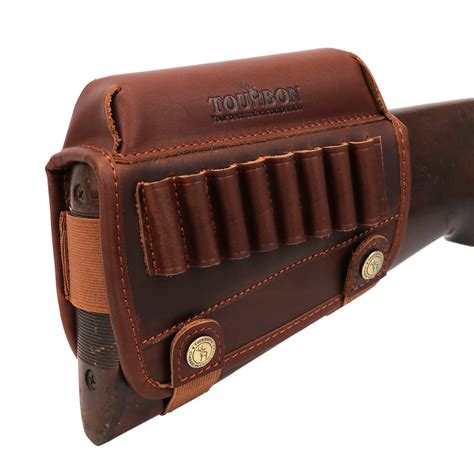 Tourbon Genuine Leather Buttstock Cheek Rest With Rifle Shell Holder