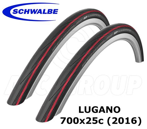 Schwalbe Lugano 700x25C (25-622) Racing/Road Bike (2 Tyres) - Red (2016 ...