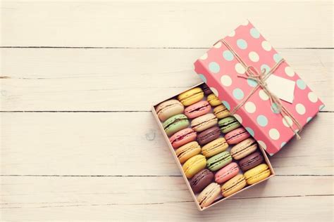 Premium Photo | Colorful macaroons in a gift box