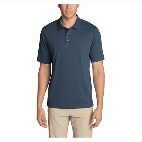 Eddie Bauer Mens Classic Fit Short Sleeve Polo Shirt Mdusted Indigo