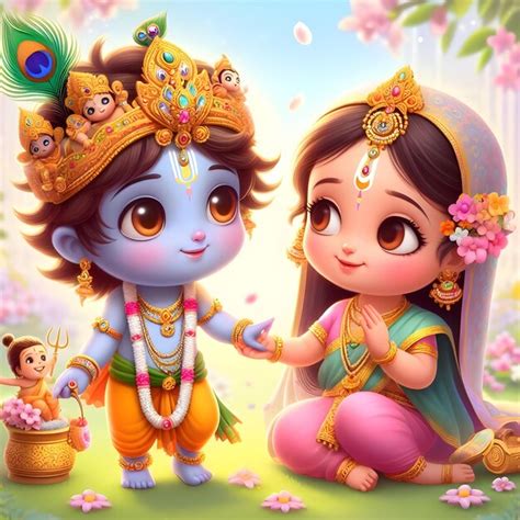 Feliz Celebraci N De Holi Con La Peque A Radha Krishna Foto Premium