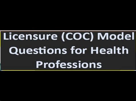 Licensure Coc Model Exam Question For Health Professions Part I