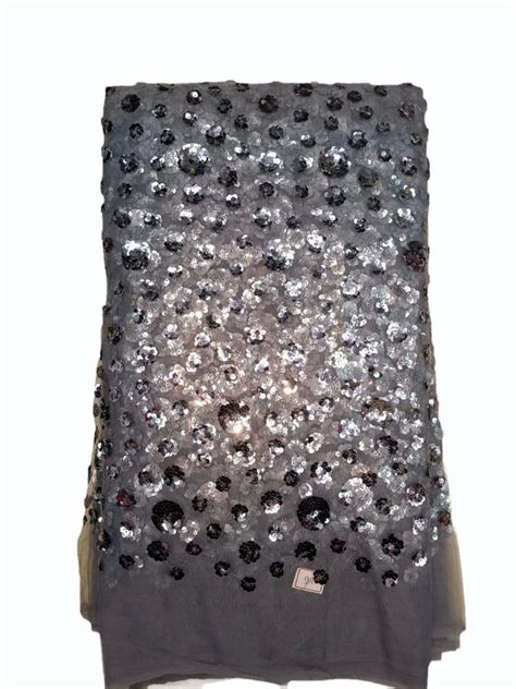 Grey Sequin Embroidered Net Fabric At Rs Meter