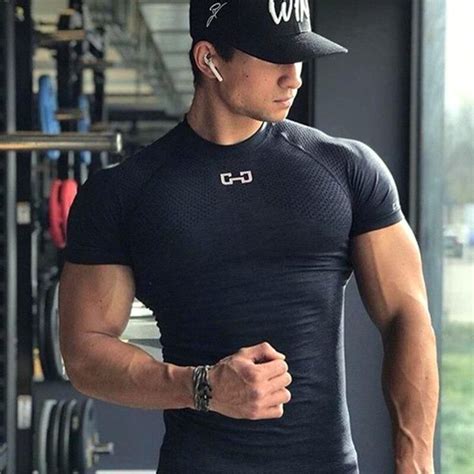 Casual Print Mens Gym Bodybuilding Tshirt Gym Wear Men