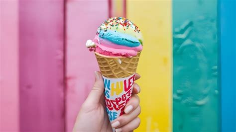 Premium Photo Rainbow Sherbet Cone