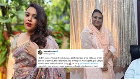 Swara Bhasker Calls Out Trolls Comparing Her Before After Marriage