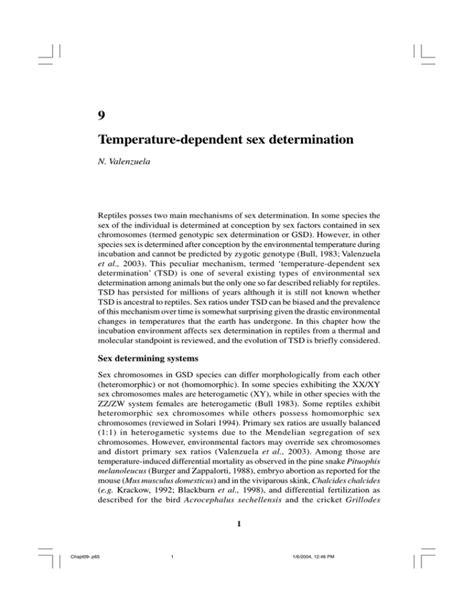 Temperature Dependent Sex Determination N Valenzuela