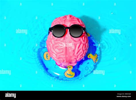 Cute Character Made From A Human Brain Model Wearing Sunglasses