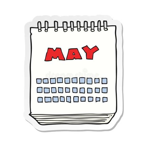 Sticker Of A Cartoon Calendar Showing Month Of May Stock Vector