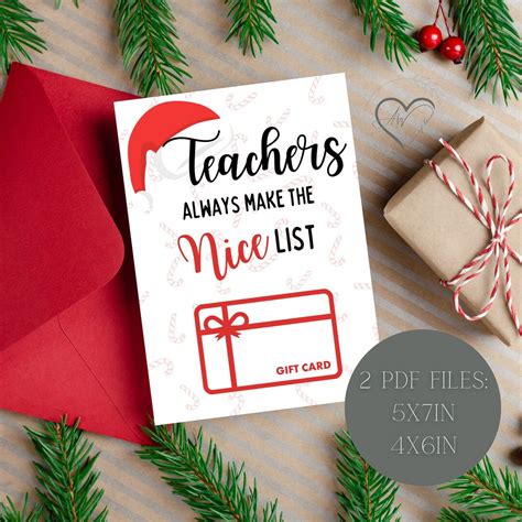 Teacher Christmas Card, Teacher Gift Card, Printable Teacher Christmas ...