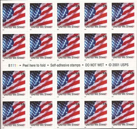 Us Stamp 2002 34c Flag United We Stand Booklet Of 20 Stamps 3549be