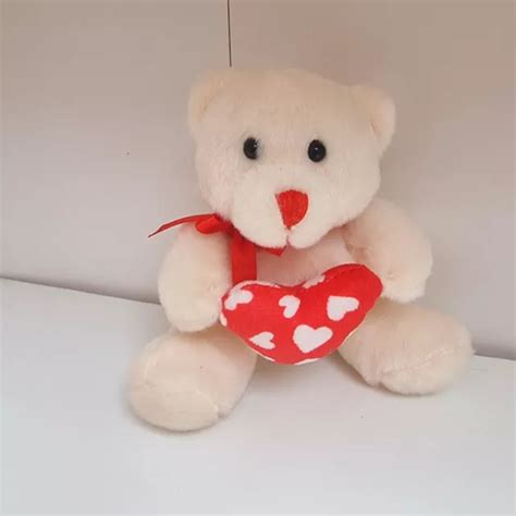 Teddy Bear Cream With Love Hearts Engagement Ring Valentine Ts Hers