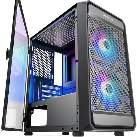 Buy Musetex Matx Pc Case Computer Case With 2pcs Argb Fans Computer Gaming Case With Type C