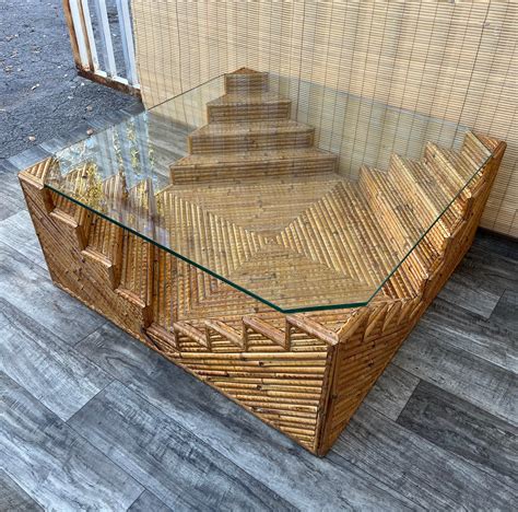 Sculptural Coastal Style Split Bamboo Coffee Table Circa1980s For Sale At 1stdibs