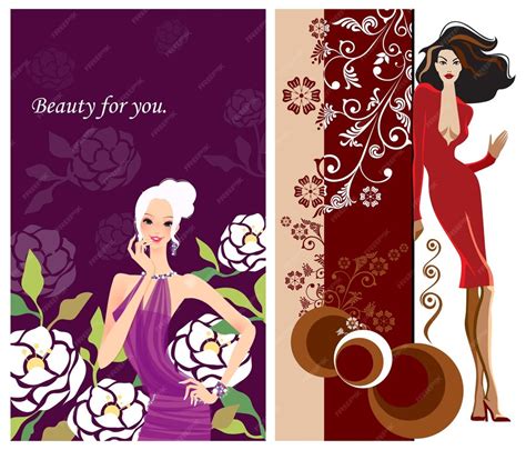 Premium Vector A Pair Of Beautiful Woman Posters In Vector Form
