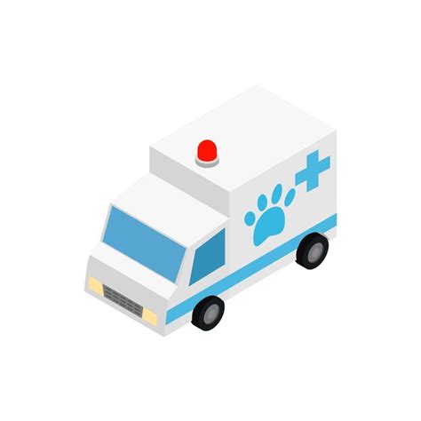 Icono de ambulancia veterinaria en estilo isométrico 3d aislado sobre