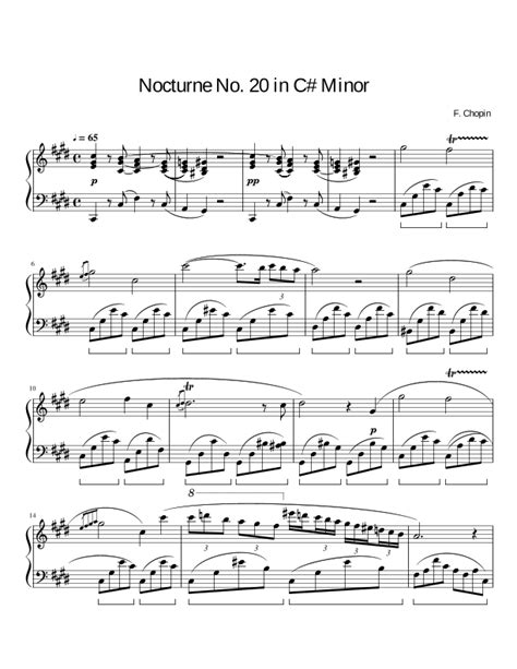 Chopin Nocturne No 20 In C Sharp Minor Arr Public Domain Noten