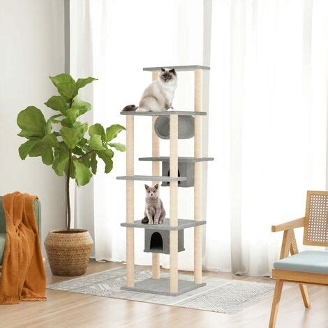 Arbre Chat Avec Griffoirs En Sisal Gris Clair Cm