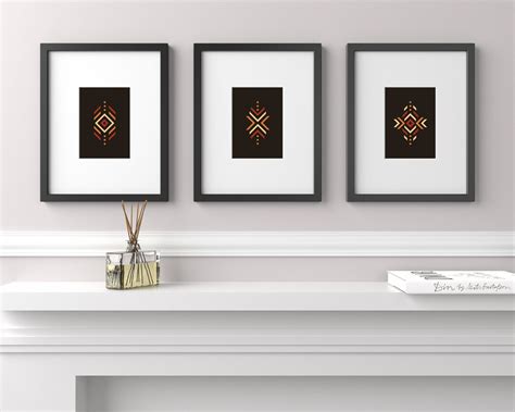 Tribal and African Inspired Wall Art Set of Three Ethnic - Etsy