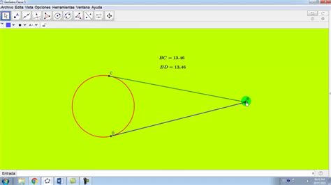 Teorema De Las Tangentes A Una Circunferencia Con Geogebra Youtube