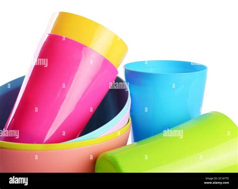 Colorful Plastic Cups And Plates Stock Photo Alamy